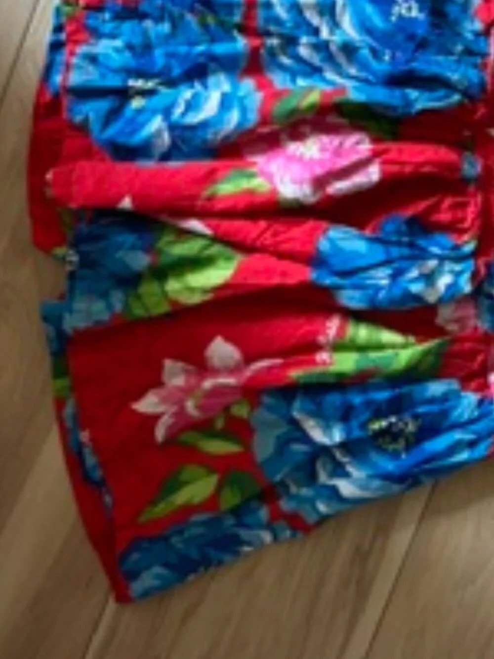 Hollister cotton logo red floral short size large skirt elastic stretch top
